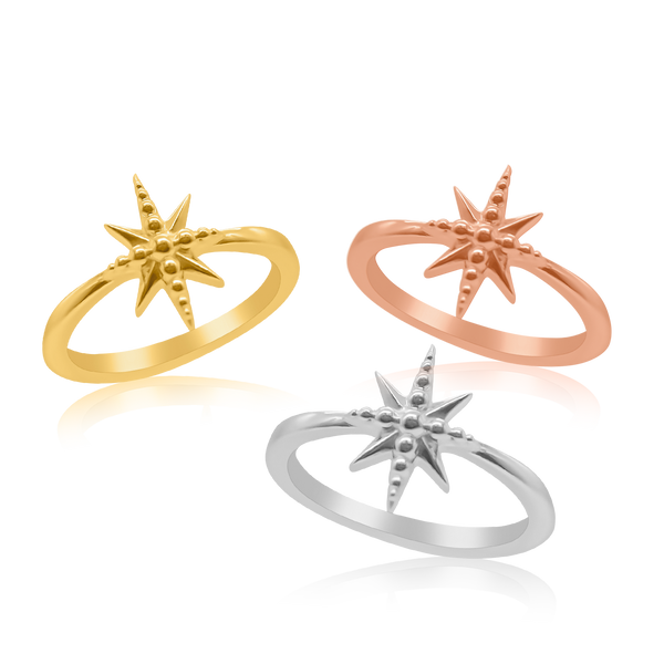 Stackable Ring with Dotted Star in 14K Gold