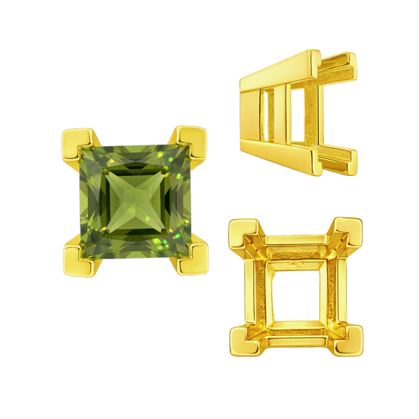 Square Heavy Casted V Prong Settings in 14K Gold (3.00 mm - 10.00 mm)