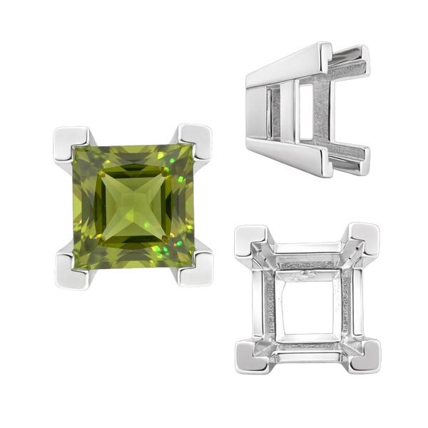 Square Heavy Casted V Prong Settings in 14K Gold (3.00 mm - 10.00 mm)