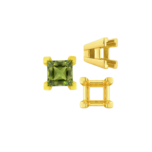 Square Heavy Casted V Prong Settings in 14K Gold (3.00 mm - 10.00 mm)