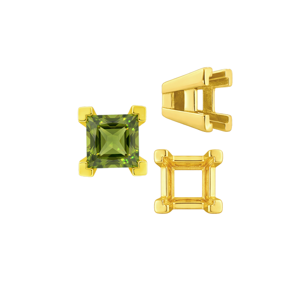 Square Heavy Casted V Prong Settings in 14K Gold (3.00 mm - 10.00 mm)