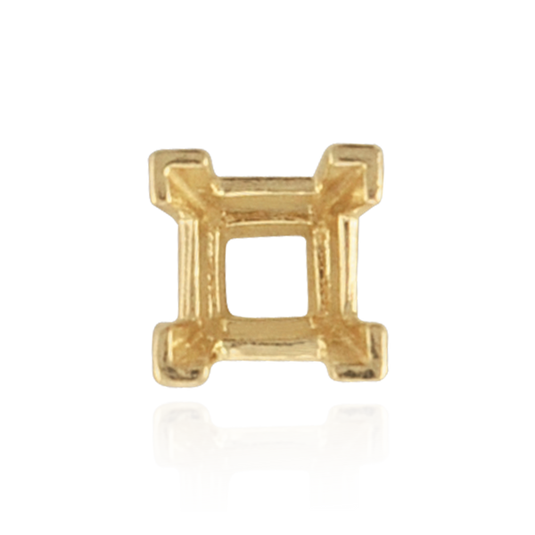 Square Heavy Casted V Prong Settings in 14K Gold (3.00 mm - 10.00 mm)