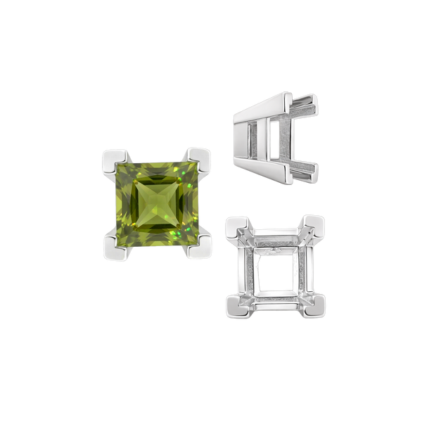 Square Heavy Casted V Prong Settings in 14K Gold (3.00 mm - 10.00 mm)