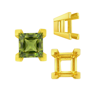 Square Heavy Casted V Prong Settings in 14K Gold (3.00 mm - 10.00 mm)