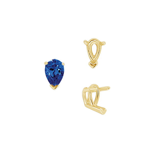 V-End Pear Shape Wire Basket Settings in 18K Gold (2.50 x 1.25 mm - 15.00 x 10.00 mm)