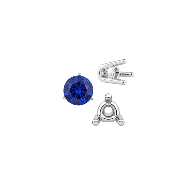 Three Prong Round Wire Basket Settings in 14K Gold (1.25 mm - 8.00 mm)
