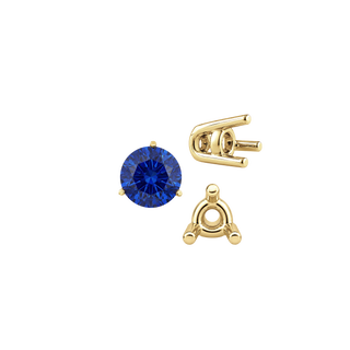 Three Prong Round Wire Basket Settings in 14K Gold (1.25 mm - 8.00 mm)