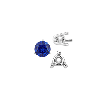 Three Prong Round Wire Basket Settings in Sterling Silver (1.25 mm - 8.00 mm)