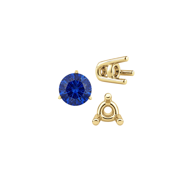 Three Prong Round Wire Basket Settings in 14K Gold (1.25 mm - 8.00 mm)