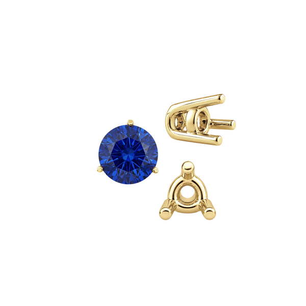 Three Prong Round Wire Basket Settings in 14K Gold (1.25 mm - 8.00 mm)