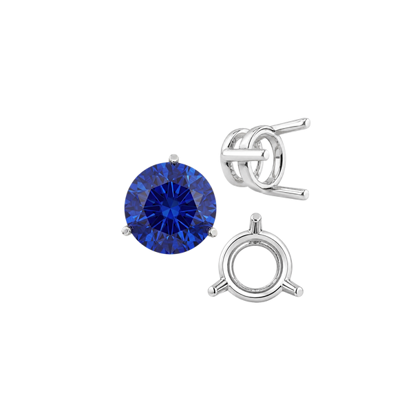 Three Prong Round Wire Basket Settings in Sterling Silver (1.25 mm - 8.00 mm)