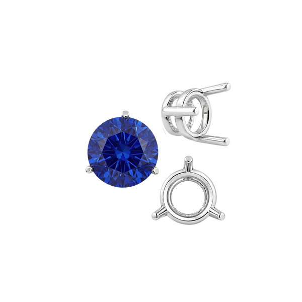 Three Prong Round Wire Basket Settings in 14K Gold (1.25 mm - 8.00 mm)