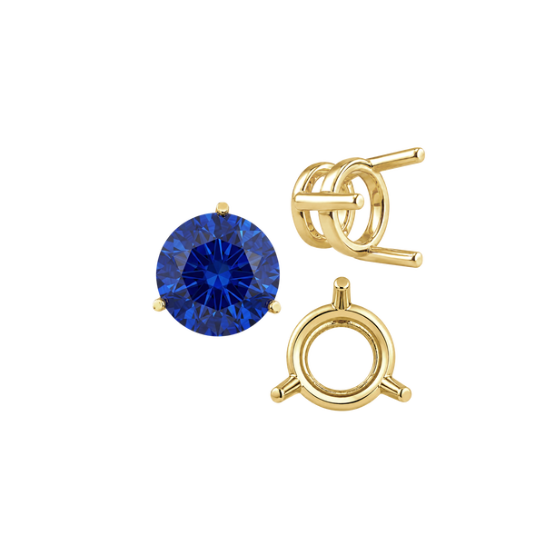 Three Prong Round Wire Basket Settings in 14K Gold (1.25 mm - 8.00 mm)