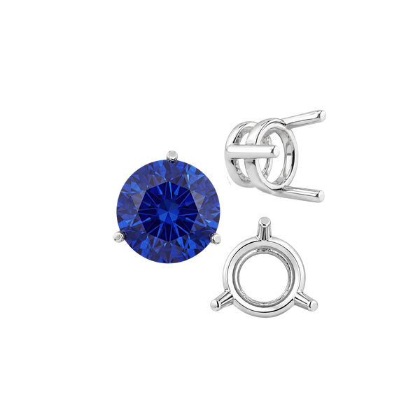 Three Prong Round Wire Basket Settings in 14K Gold (1.25 mm - 8.00 mm)