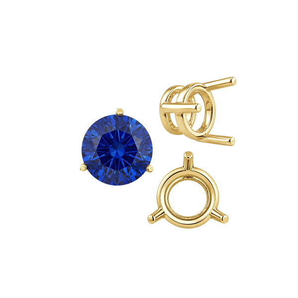 Three Prong Round Wire Basket Settings in 14K Gold (1.25 mm - 8.00 mm)