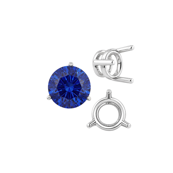 Three Prong Round Wire Basket Settings in Sterling Silver (1.25 mm - 8.00 mm)