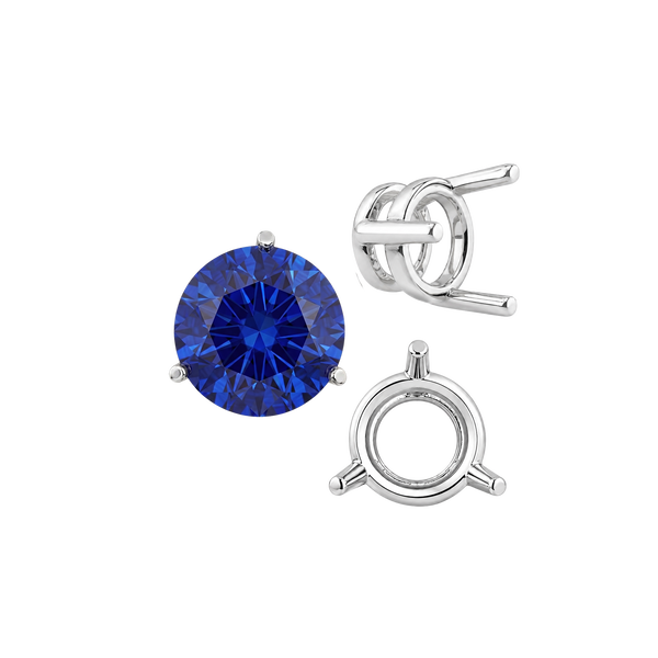 Three Prong Round Wire Basket Settings in 14K Gold (1.25 mm - 8.00 mm)