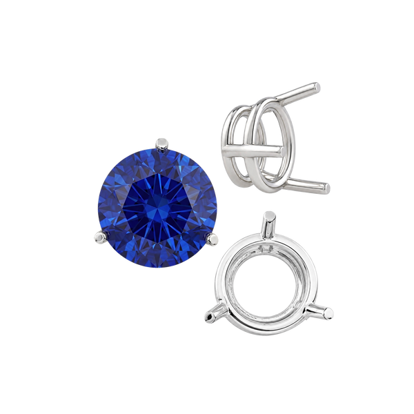 Three Prong Round Wire Basket Settings in 14K Gold (1.25 mm - 8.00 mm)