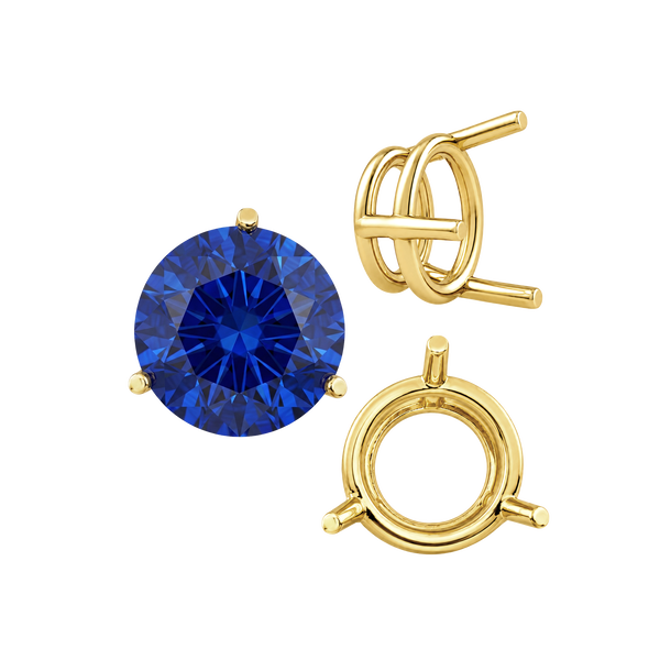 Three Prong Round Wire Basket Settings in 14K Gold (1.25 mm - 8.00 mm)