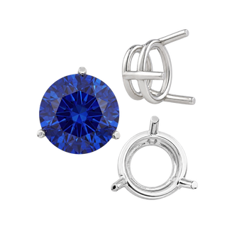 Three Prong Round Wire Basket Settings in Sterling Silver (1.25 mm - 8.00 mm)