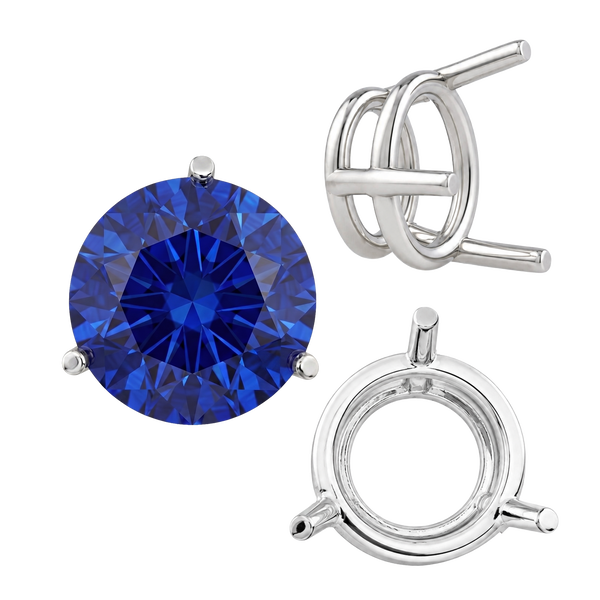 Three Prong Round Wire Basket Settings in 14K Gold (1.25 mm - 8.00 mm)