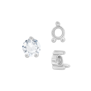 Three Prong Round Low Base Heavy Settings in Sterling Silver (1.50 mm - 6.00 mm)