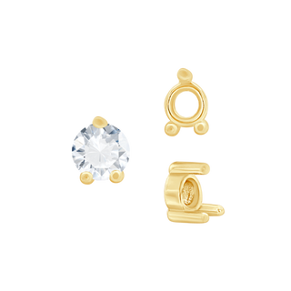 Three Prong Round Low Base Heavy Settings in 14K Gold (1.50 mm - 6.00 mm)
