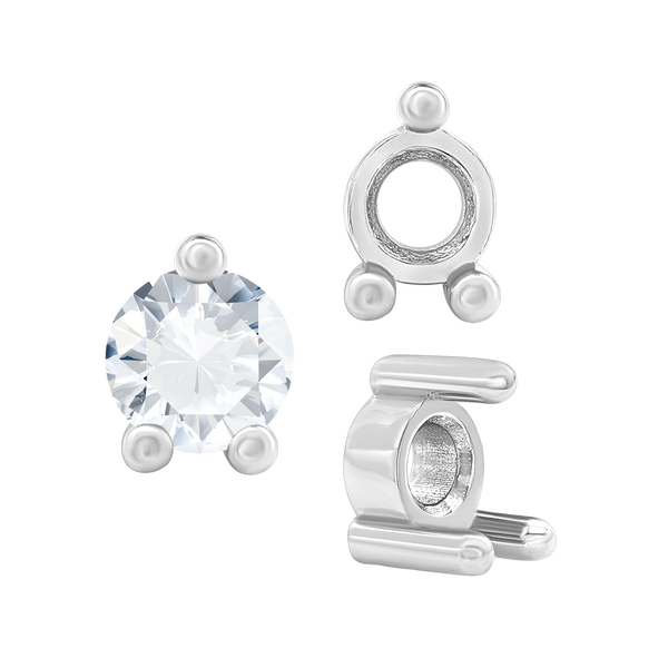 Three Prong Round Low Base Heavy Settings in 14K Gold (1.50 mm - 6.00 mm)