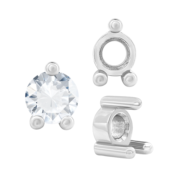Three Prong Round Low Base Heavy Settings in Sterling Silver (1.50 mm - 6.00 mm)