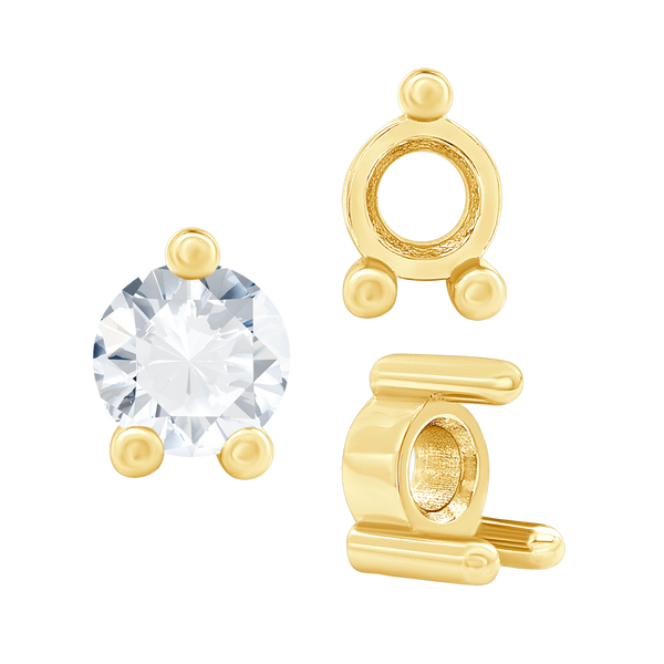 Three Prong Round Low Base Heavy Settings in 14K Gold (1.50 mm - 6.00 mm)