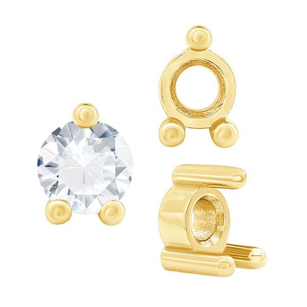 Three Prong Round Low Base Heavy Settings in 14K Gold (1.50 mm - 6.00 mm)