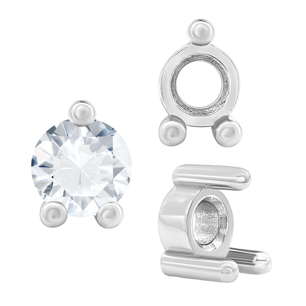 Three Prong Round Low Base Heavy Settings in 14K Gold (1.50 mm - 6.00 mm)