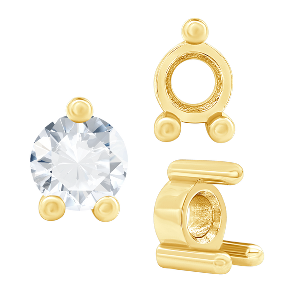 Three Prong Round Low Base Heavy Settings in 14K Gold (1.50 mm - 6.00 mm)