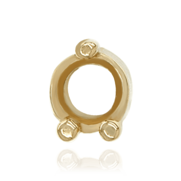 Three Prong Round Low Base Heavy Settings in 14K Gold (1.50 mm - 6.00 mm)