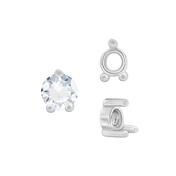 Three Prong Round Low Base Heavy Settings in Sterling Silver (1.50 mm - 6.00 mm)