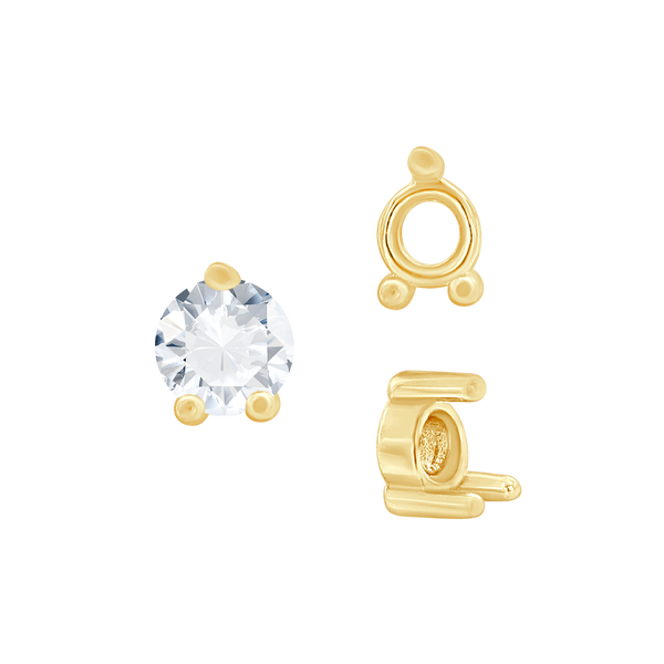 Three Prong Round Low Base Heavy Settings in 14K Gold (1.50 mm - 6.00 mm)