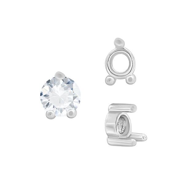 Three Prong Round Low Base Heavy Settings in 14K Gold (1.50 mm - 6.00 mm)