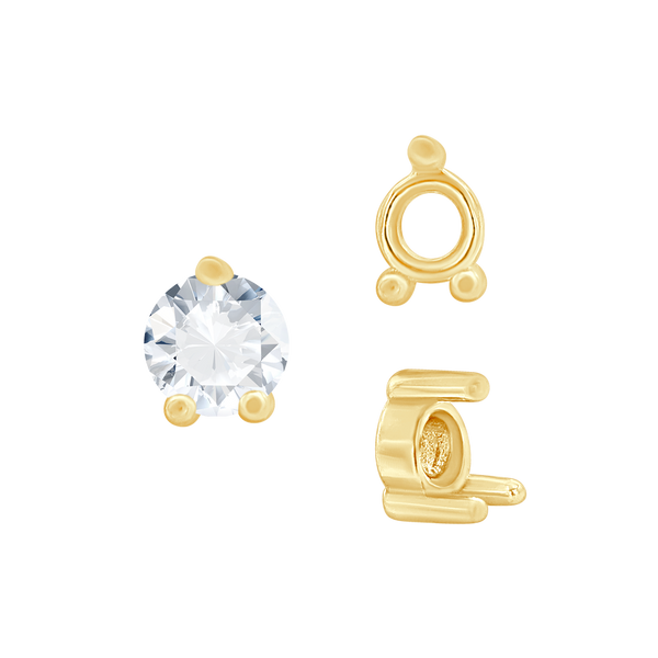 Three Prong Round Low Base Heavy Settings in 14K Gold (1.50 mm - 6.00 mm)