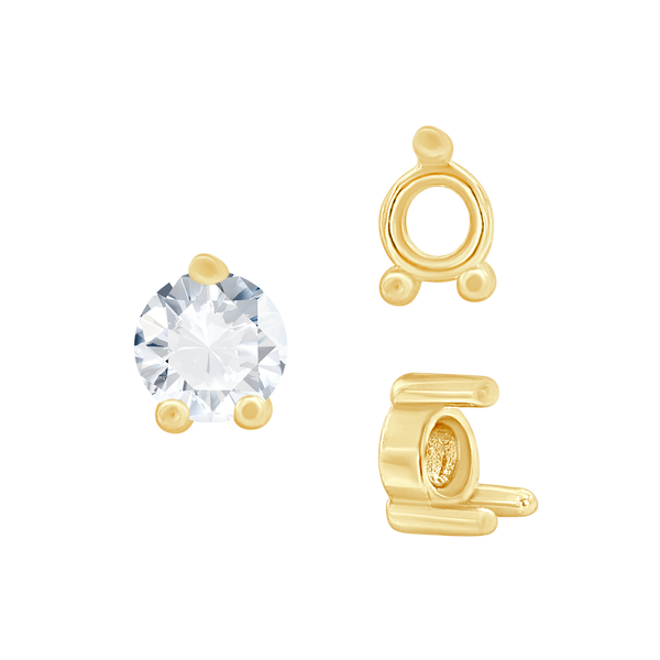 Three Prong Round Low Base Heavy Settings in 14K Gold (1.50 mm - 6.00 mm)