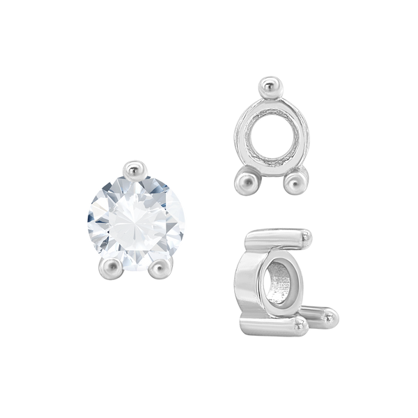 Three Prong Round Low Base Heavy Settings in 14K Gold (1.50 mm - 6.00 mm)