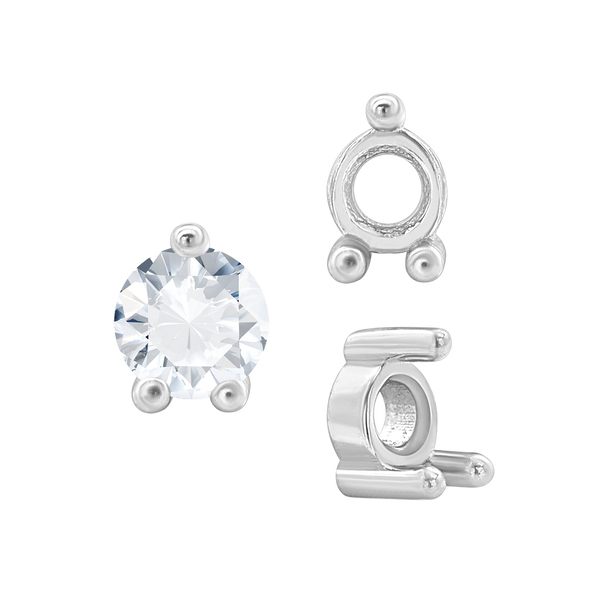 Three Prong Round Low Base Heavy Settings in 14K Gold (1.50 mm - 6.00 mm)