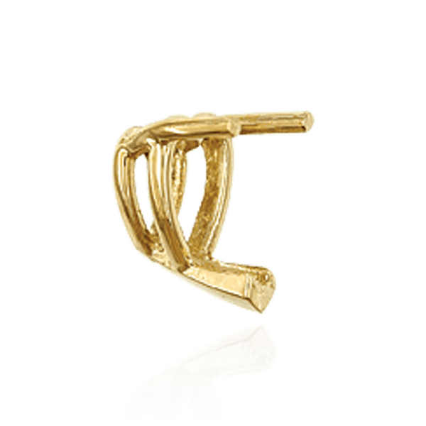 V-End Heart Shape Wire Basket Settings in 14K Gold (3.00 x 3.00 mm - 10.00 x 10.00 mm)