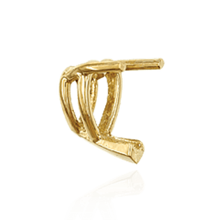 V-End Heart Shape Wire Basket Settings in 14K Gold (3.00 x 3.00 mm - 10.00 x 10.00 mm)