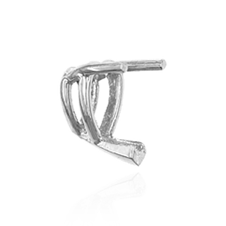 V-End Heart Shape Wire Basket Settings in Sterling Silver (3.00 x 3.00 mm - 10.00 x 10.00 mm)