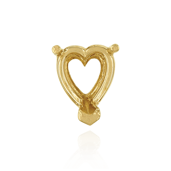V-End Heart Shape Wire Basket Settings in 14K Gold (3.00 x 3.00 mm - 10.00 x 10.00 mm)