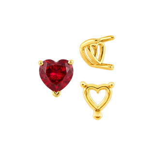V-End Heart Shape Wire Basket Settings in 14K Gold (3.00 x 3.00 mm - 10.00 x 10.00 mm)