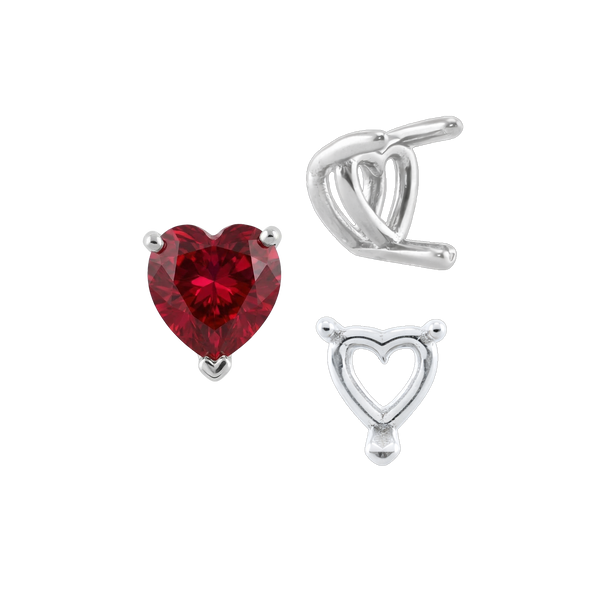 V-End Heart Shape Wire Basket Settings in 14K Gold (3.00 x 3.00 mm - 10.00 x 10.00 mm)