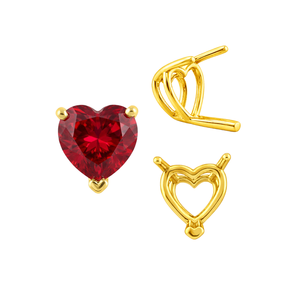 V-End Heart Shape Wire Basket Settings in 14K Gold (3.00 x 3.00 mm - 10.00 x 10.00 mm)