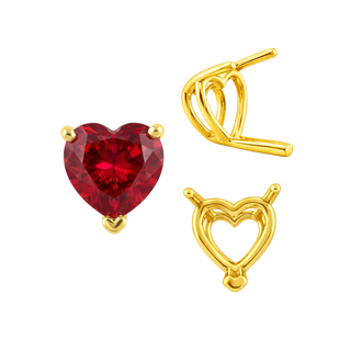 V-End Heart Shape Wire Basket Settings in 14K Gold (3.00 x 3.00 mm - 10.00 x 10.00 mm)