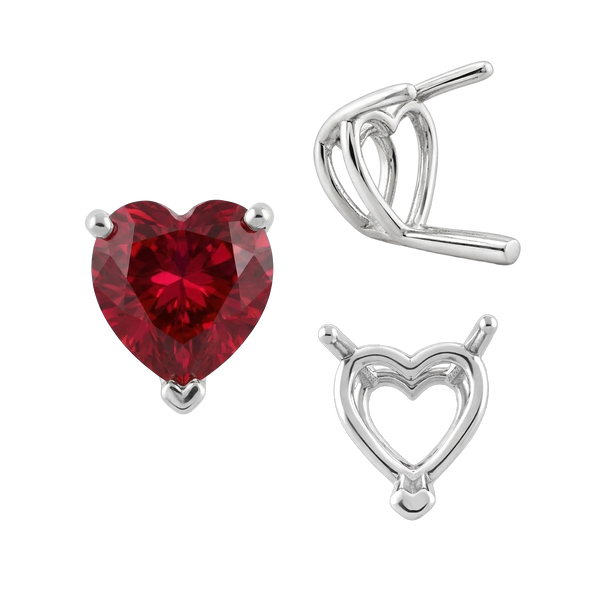 V-End Heart Shape Wire Basket Settings in 14K Gold (3.00 x 3.00 mm - 10.00 x 10.00 mm)